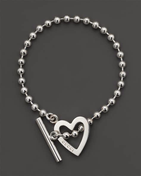 gucci silver bracelet 925|gucci sterling silver heart bracelet.